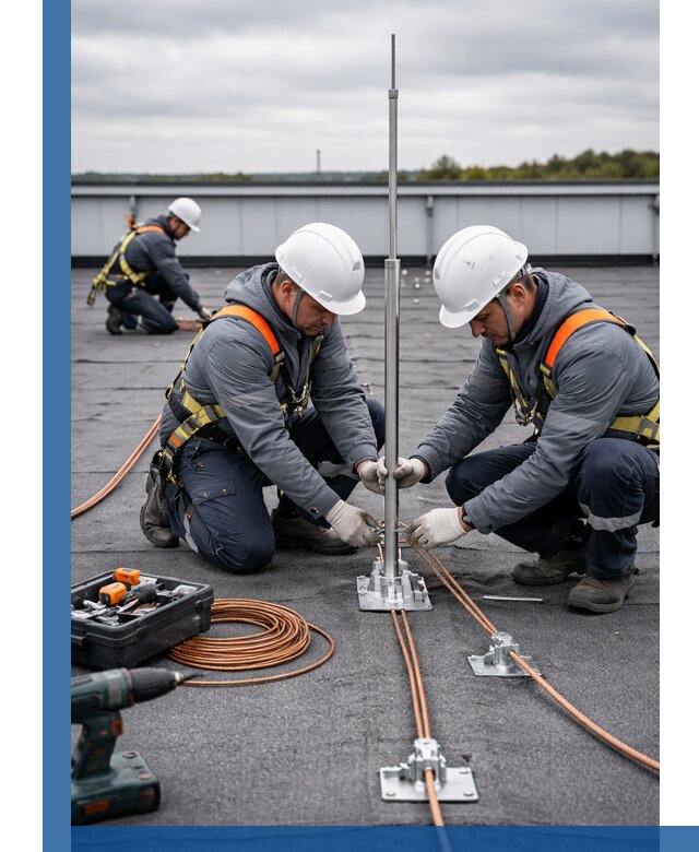 Монтаж молниезащиты на кровле в Салавате под ключ с гарантией