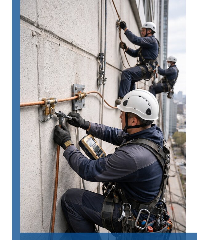 Монтаж системы заземления здания и молниезащиты в Салавате