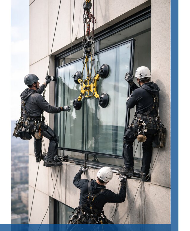Монтаж стеклопакетов на высоте в Салавате от 3414 р. | ВЫСОТНИК-Слв