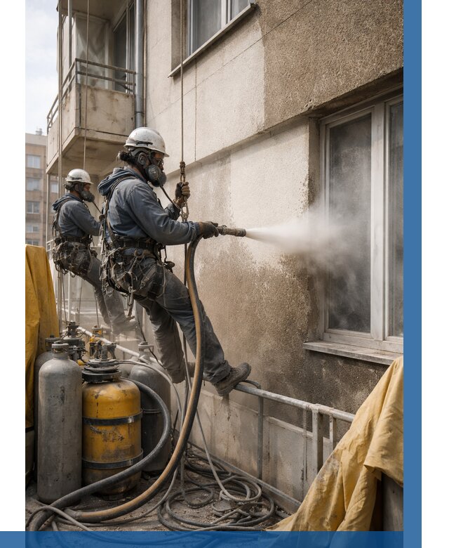 Пескоструйная очистка фасада в Салавате от 693 р. | ВЫСОТНИК-Слв