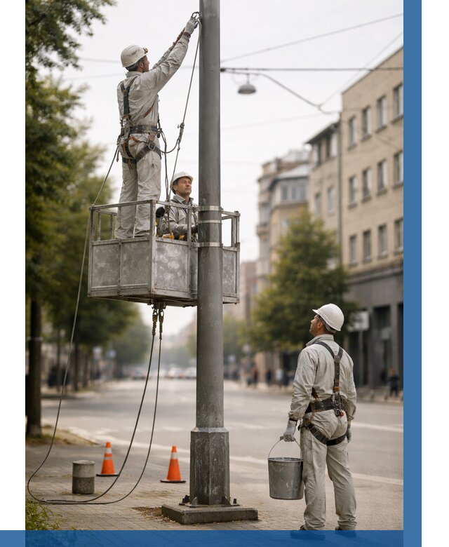 Покраска опор освещения в Салавате от 5335 р. | ВЫСОТНИК-Слв