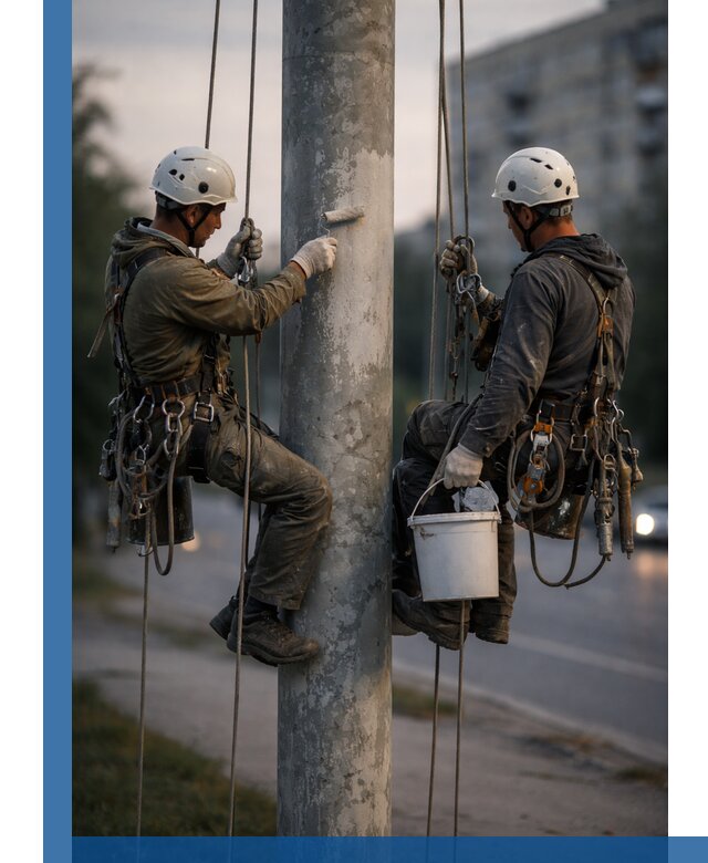 Покраска опор освещения и антикоррозийная защита в Салавате