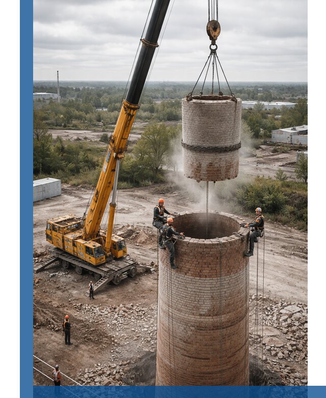 Демонтаж дымовой трубы в Салавате с гарантиями безопасности