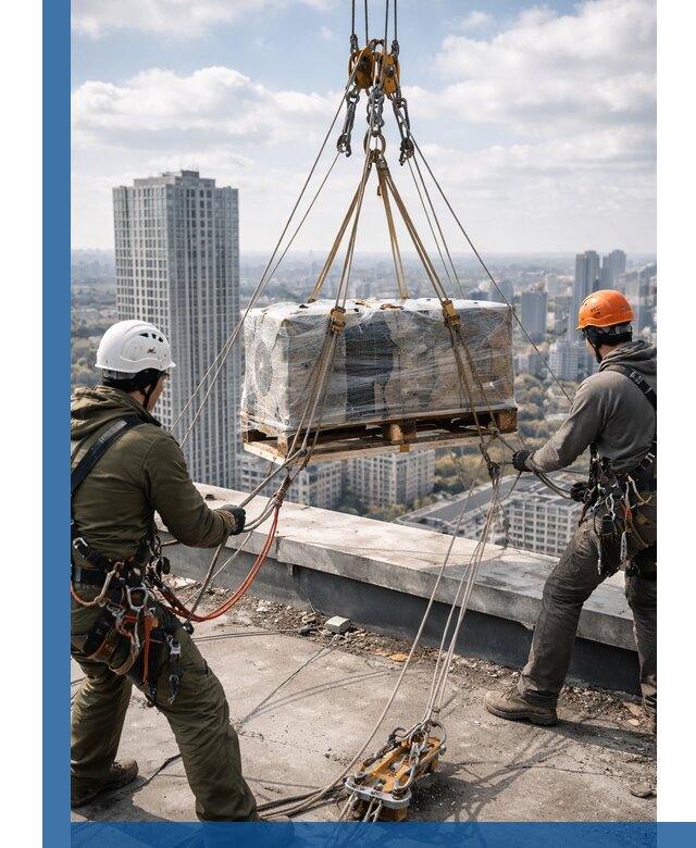 Подъем и монтаж крупногабаритных грузов на крышу в Салавате