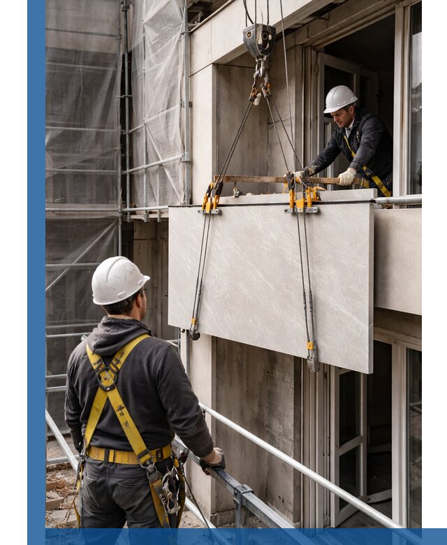 Подъем керамогранита на этаж в Салавате грузчиками и техникой