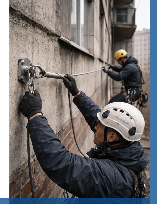 Монтаж анкерных линий в Салавате от 3201 р. | ВЫСОТНИК-Слв