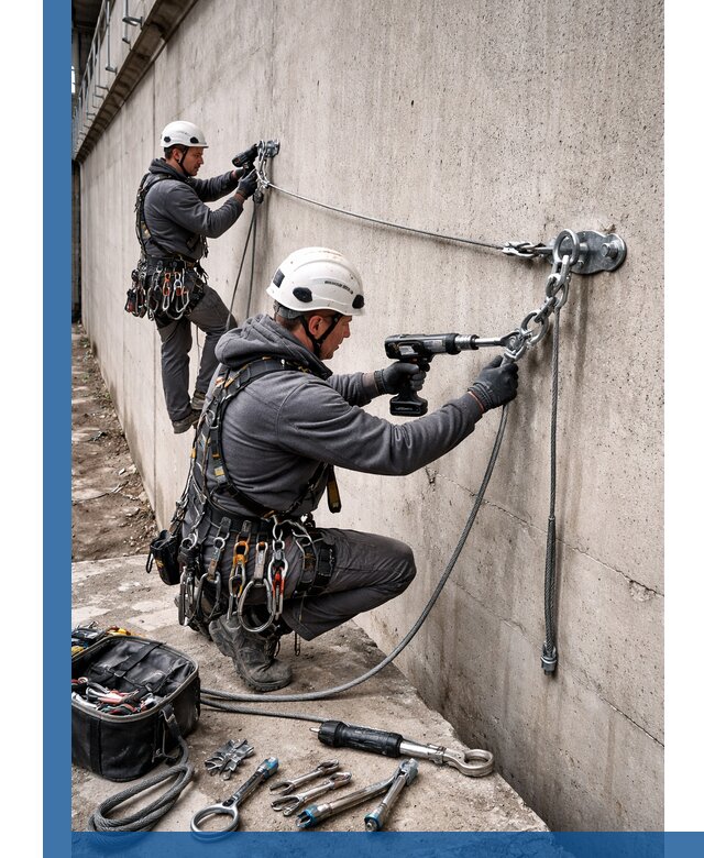 Монтаж анкерных линий высотной безопасности в Салавате