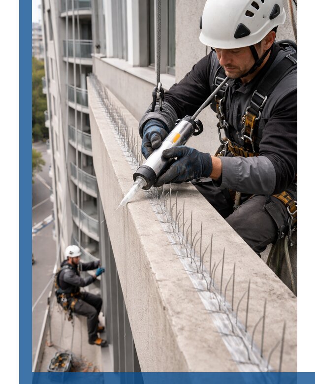 Установка шипов от птиц на фасадах и кровлях в Салавате